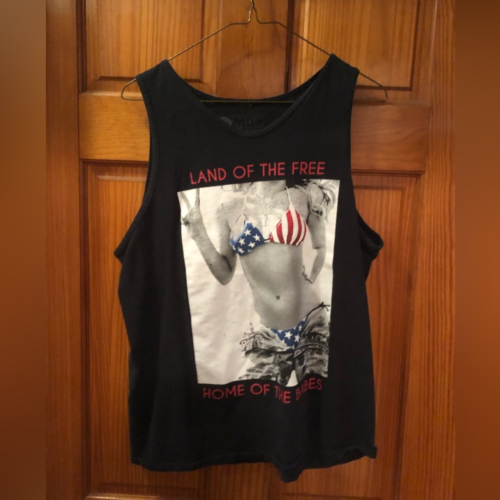 Two monkeys tank top black with graphics.